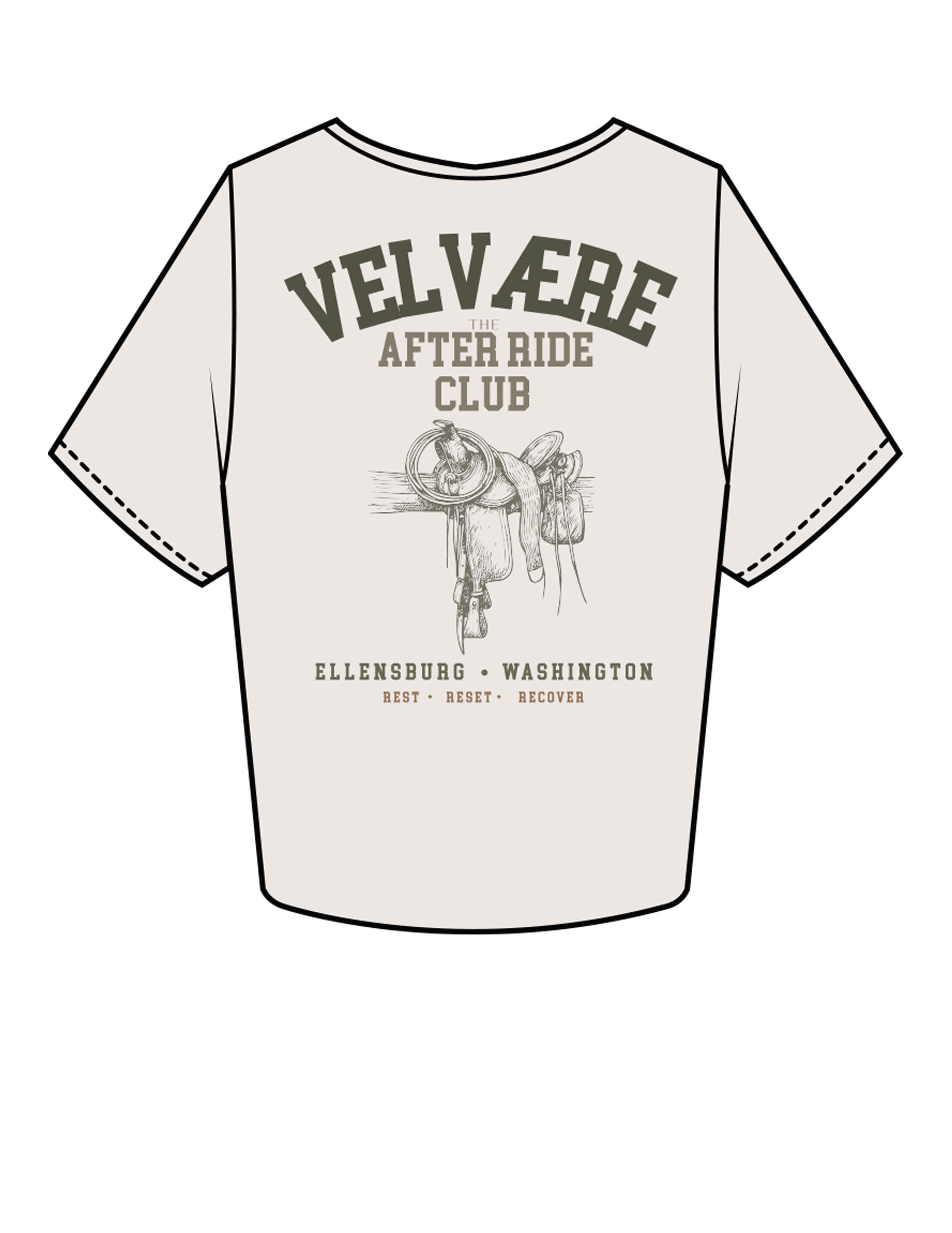 The Crop Tee - Bone - Velvaere -  Left Chest & Back Stacked "AFTER RIDE" - Printed - Full Color