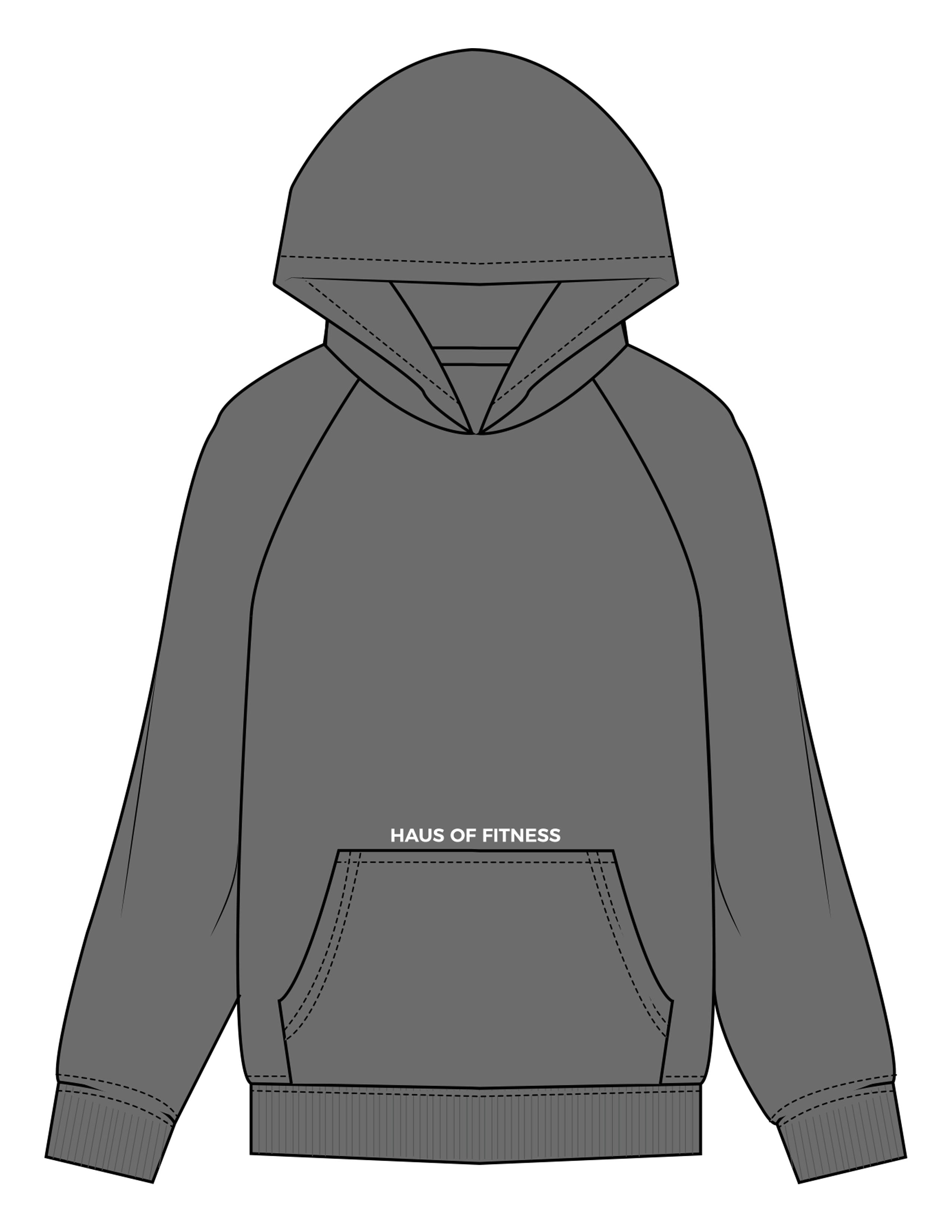 The Womens Hoodie - Shadow - Haus of Fitness - Front Pocket & Back Round - Printed - Full Color