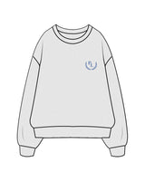 The Mens Classic Crewneck - White Heather - PLATFORM - Left Chest - Back Stacked - Printed - Blue