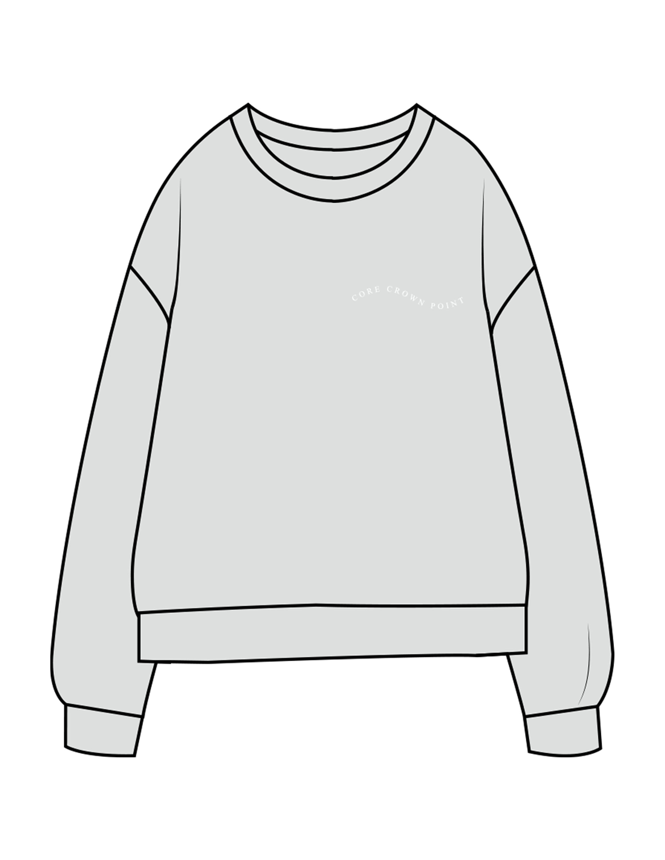 The Midweight Unisex Crewneck - Washed Sage - Core Crown Point - Left Chest & Back Wavy Stacked - Printed - White