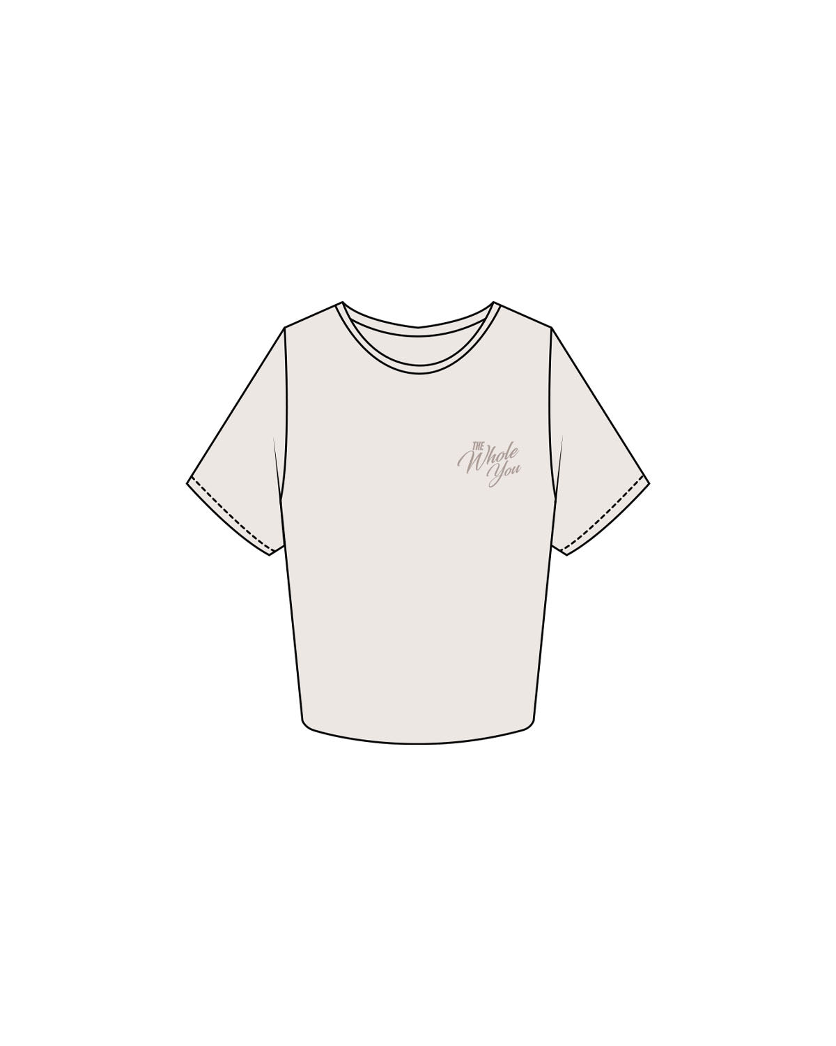 The Crop Tee - Bone - The Whole You Wellness - Left Chest & Back Image - Printed - Tone on Tone