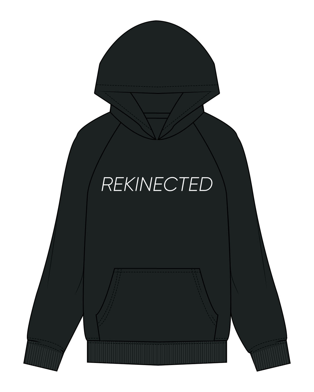 The Mens Hoodie - Pine Green - REKINECTED - Center Chest - Printed - White