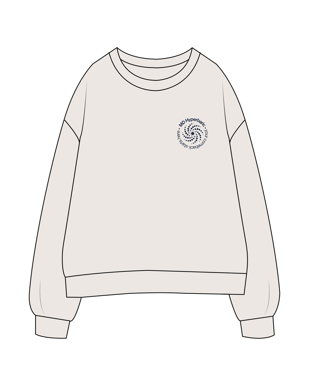 The Womens Crewneck - Bone - MD Hyperbaric - Left Chest Round & Back Diamond - Printed - Navy