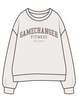 The Womens Crewneck - Bone - Game Changer - Chest Stacked - Printed - Taupe