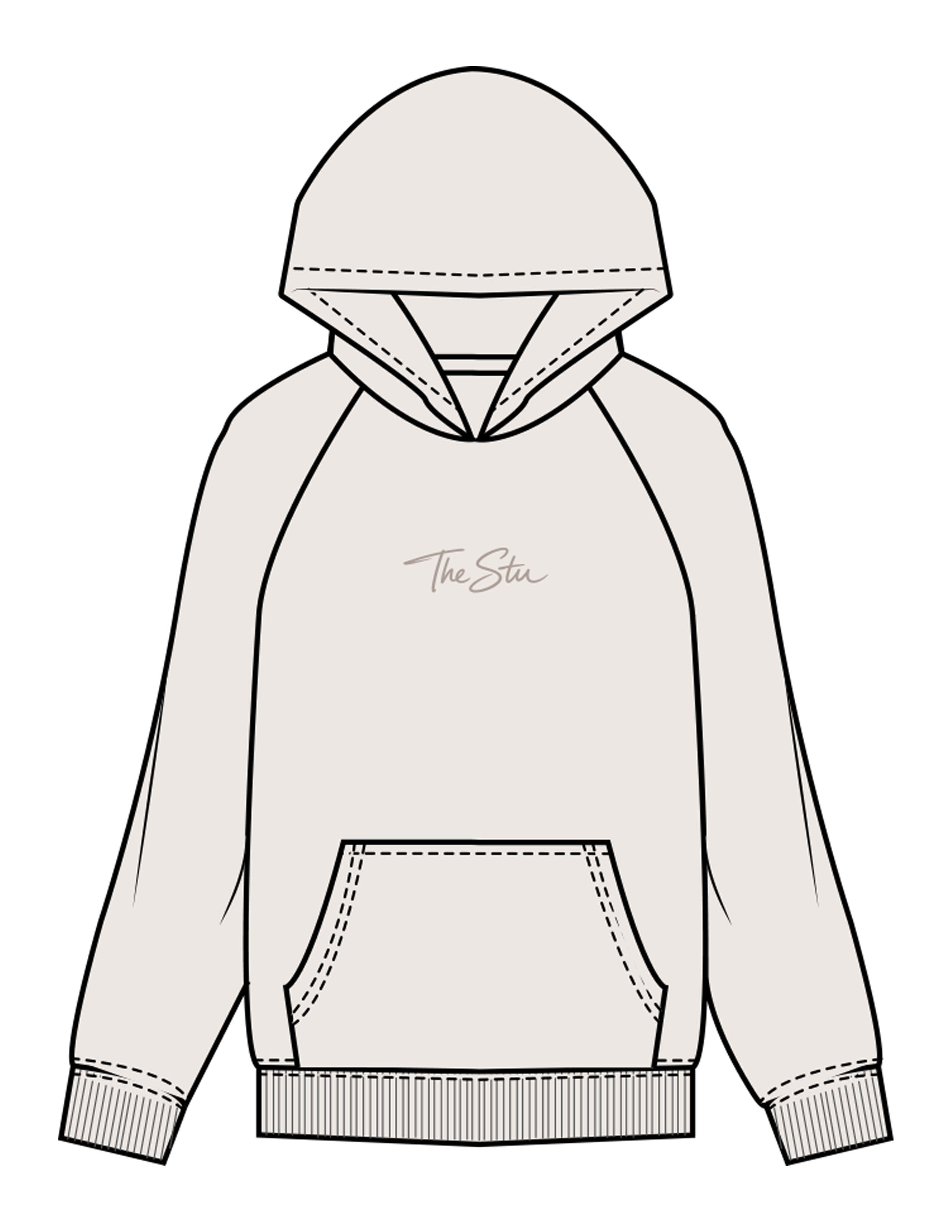 The Womens Hoodie - Bone - The Stu - Center Chest - Printed - Tone on Tone