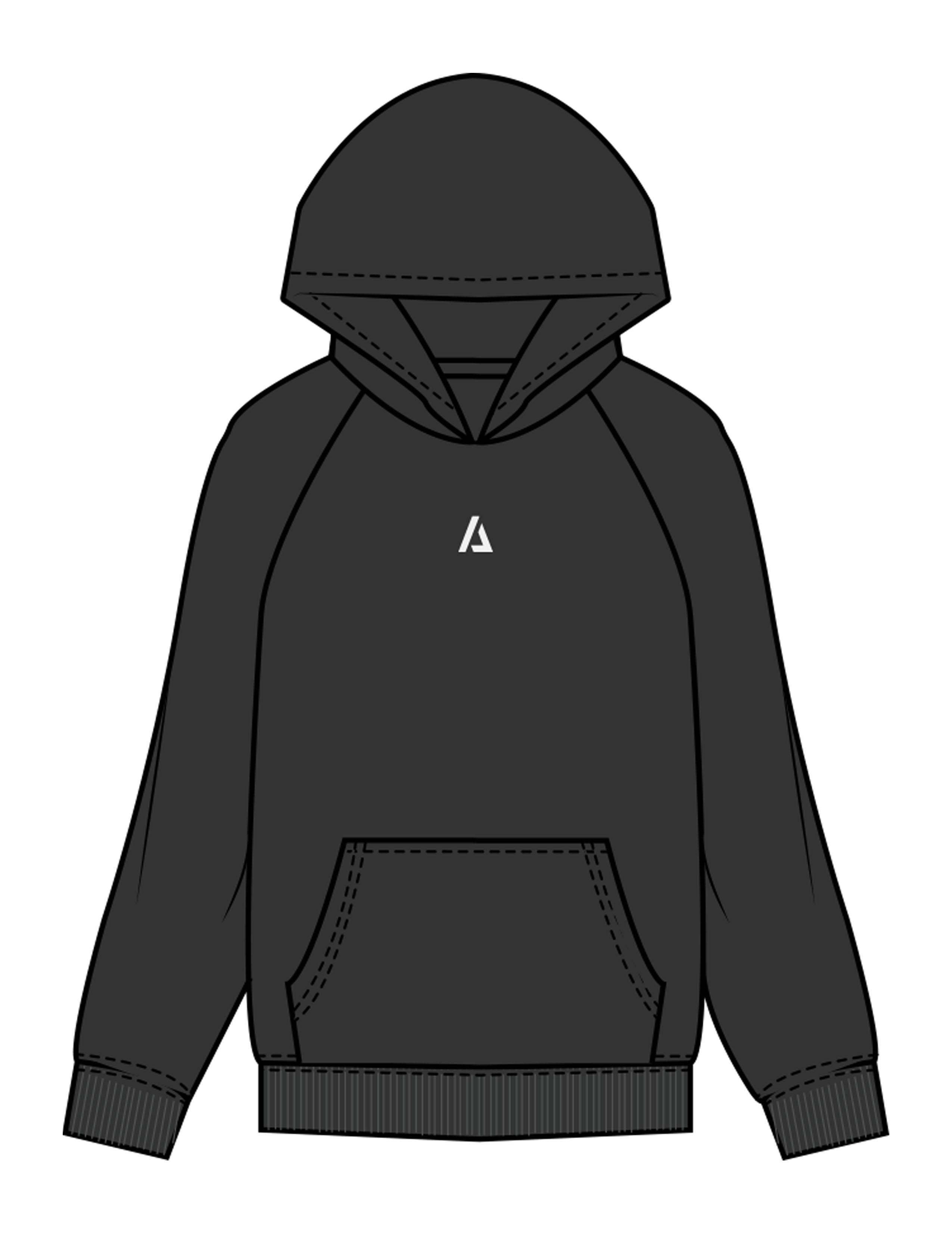The Womens Hoodie - Washed Black - ALTORA - Center Chest Icon & Back Icon - Printed - Off White