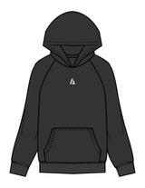 The Womens Hoodie - Washed Black - ALTORA - Center Chest Icon & Back Icon - Printed - Off White