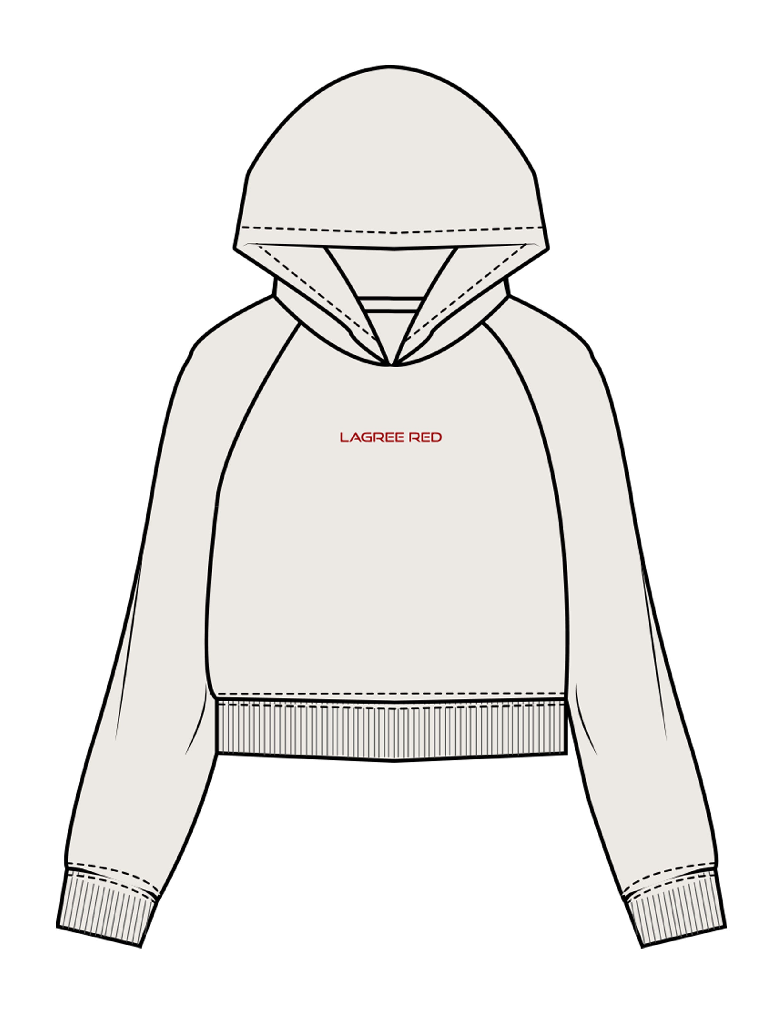 The Womens Crop Hoodie - Bone - Lagree Red - Center Chest - Embroidered - Red