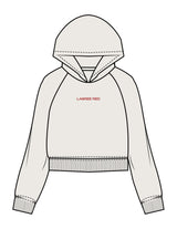 The Womens Crop Hoodie - Bone - Lagree Red - Center Chest - Embroidered - Red