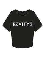 The Crop Tee - Black - REVITY3 - Center Chest & Back Center Neckline - White