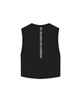 The Crop Muscle Tank - Black - Reform Studios - Left Chess & Back Vertical - Printed - White