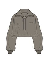 The Suede 1/2 Zip - Fossil - BlueCarrot - Left Chest - Embroidered - Tone on Tone