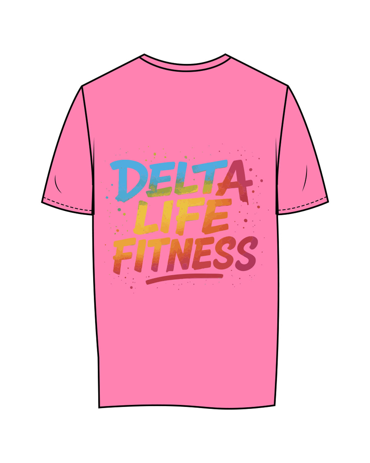 The Womens Tee - Hot Pink - Delta Fitness - Left Chest & Back Stacked - Printed - Full Color