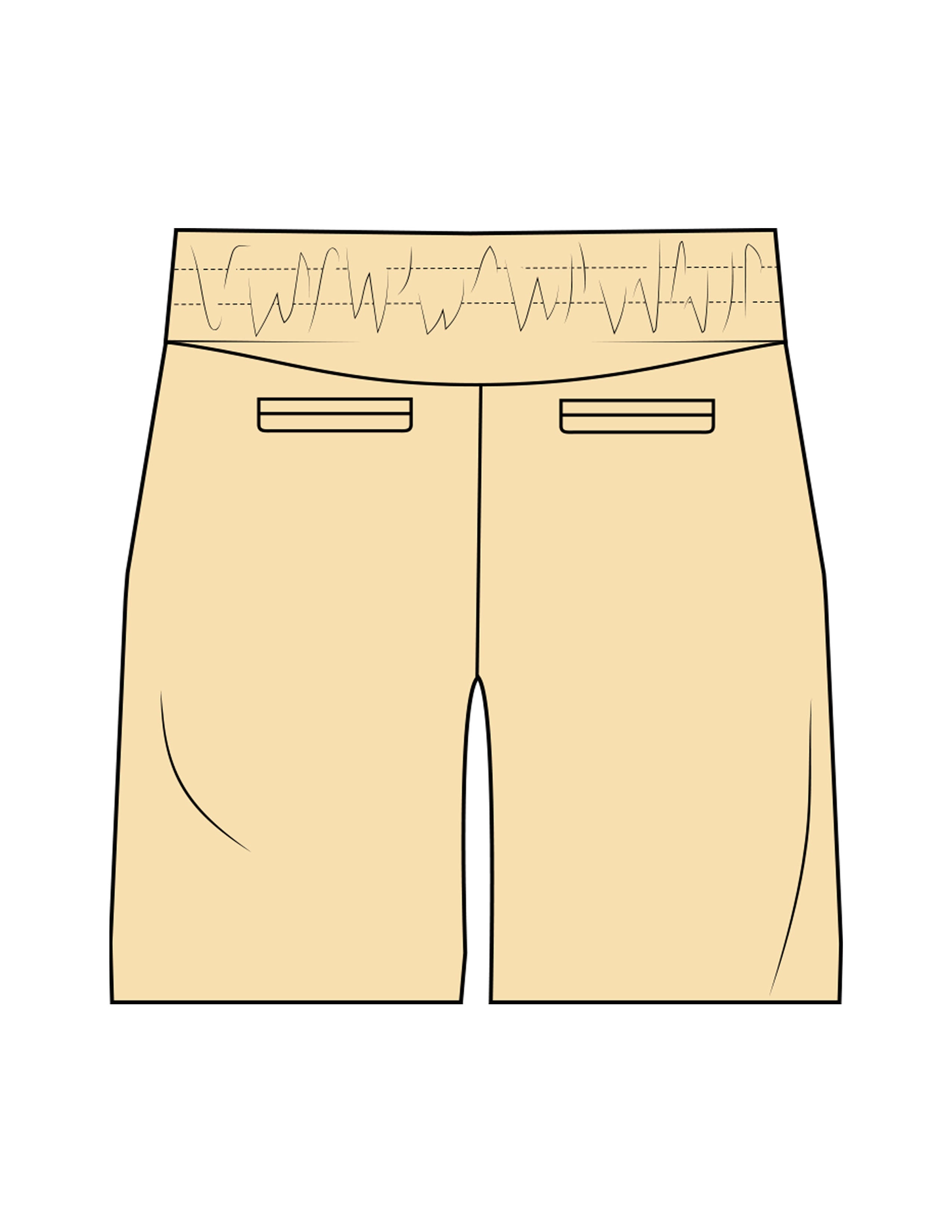 The Mens Beach Short - Butter - Rush Cycle Studio - Left Leg Stacked - Printed - Full Color