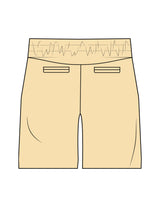 The Mens Beach Short - Butter - Rush Cycle Studio - Left Leg Stacked - Printed - Full Color