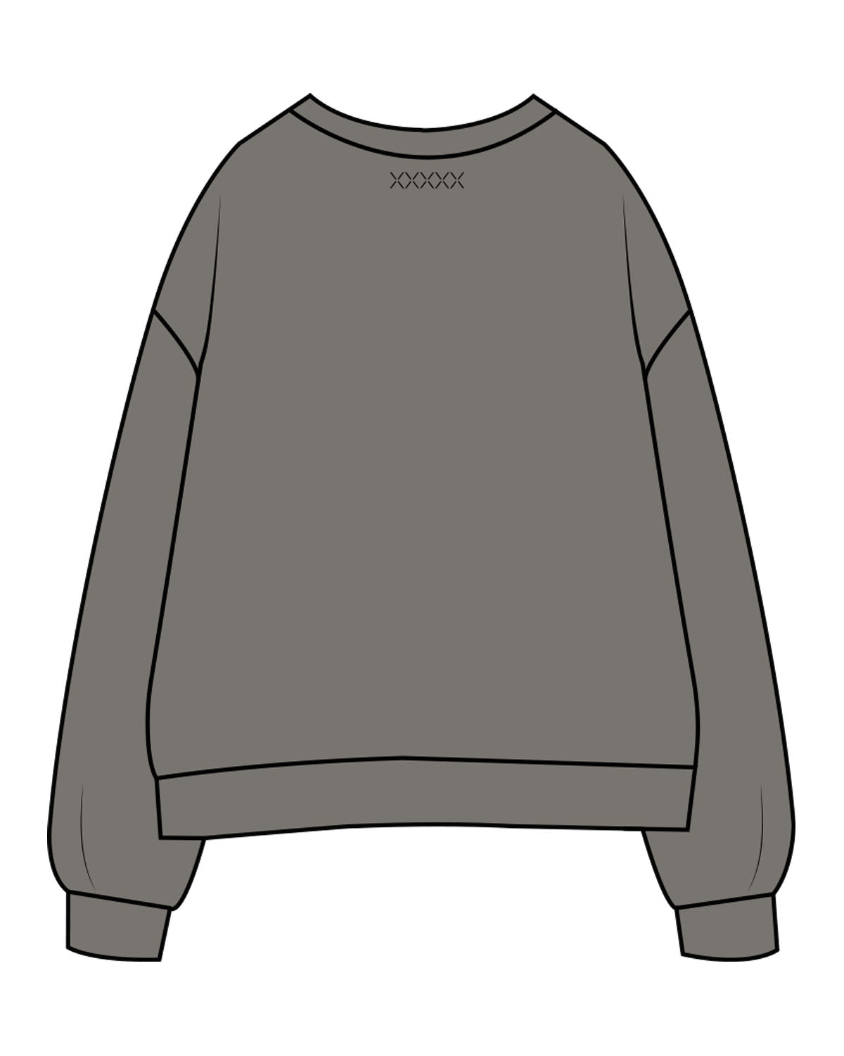 The Womens Crewneck - Washed Gray - Lagree Luxe - Center Chest & Back Neckline - Printed - Black