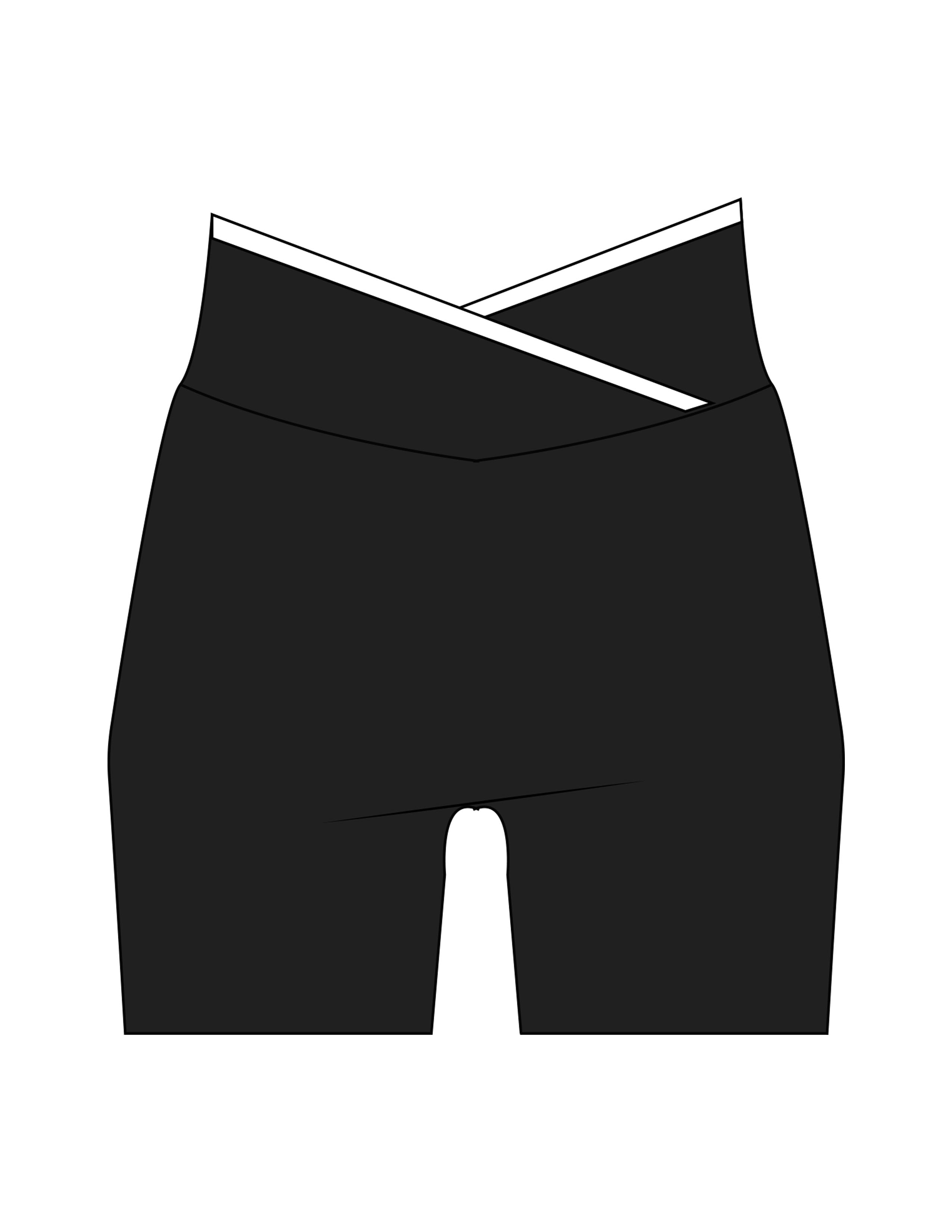 The Piped Crossover Short - Black - Movement Pilates Buffalo - Back Waistline - Printed - White