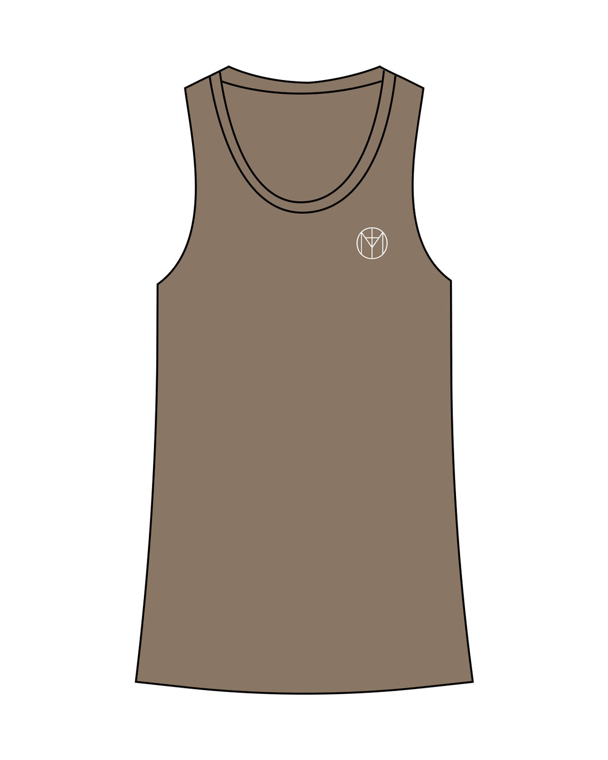 The Recycled Womens Tank - Army Heather - Motivate Movement - Left Chest & Back Spine - Printed - White