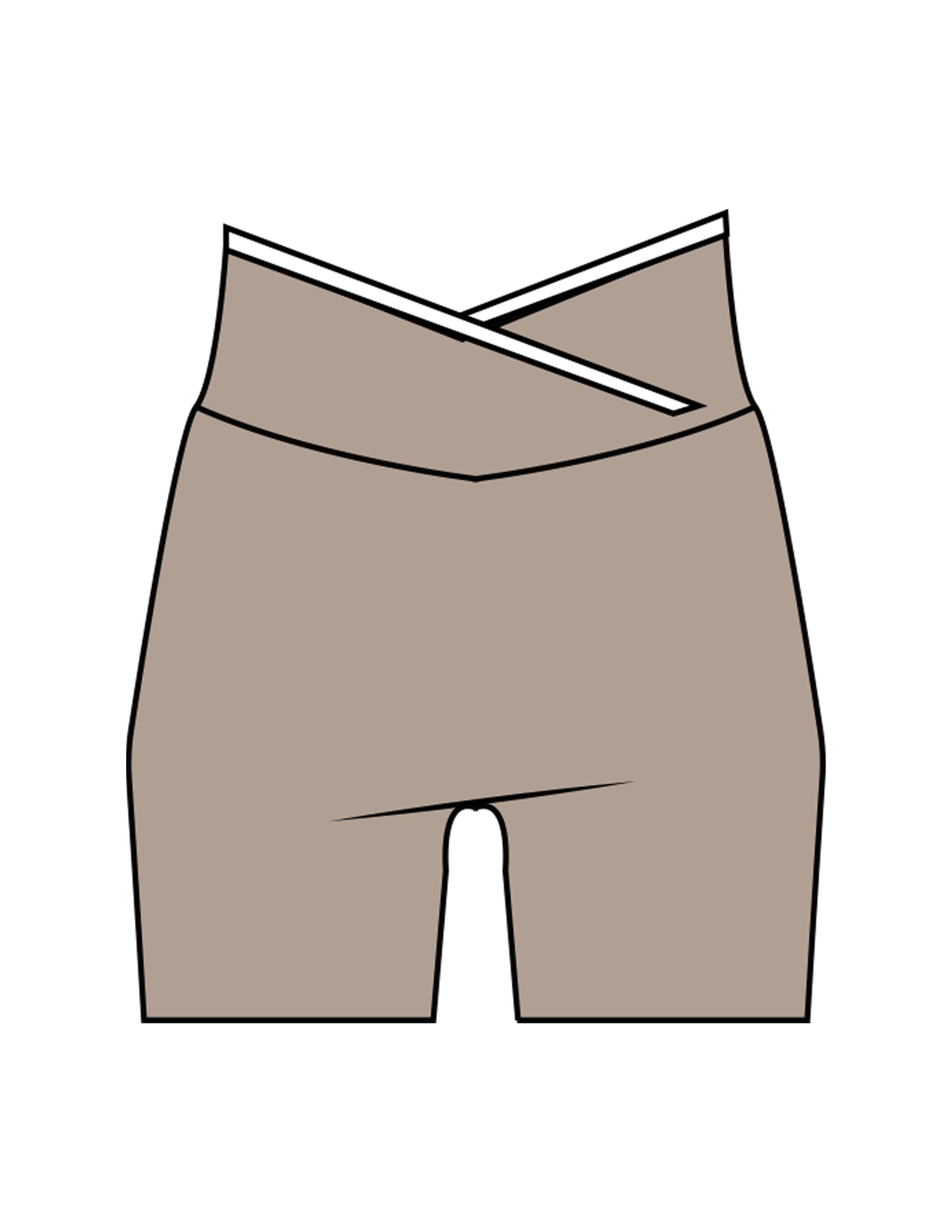 The Piped Crossover Short - Brown - The Whole You Wellness - Back Waistline - Printed - Full Color