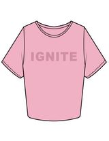 The Crop Tee - Bubblegum - Ignite Barre & Fitness - Center Chest - Printed - Tone on Tone