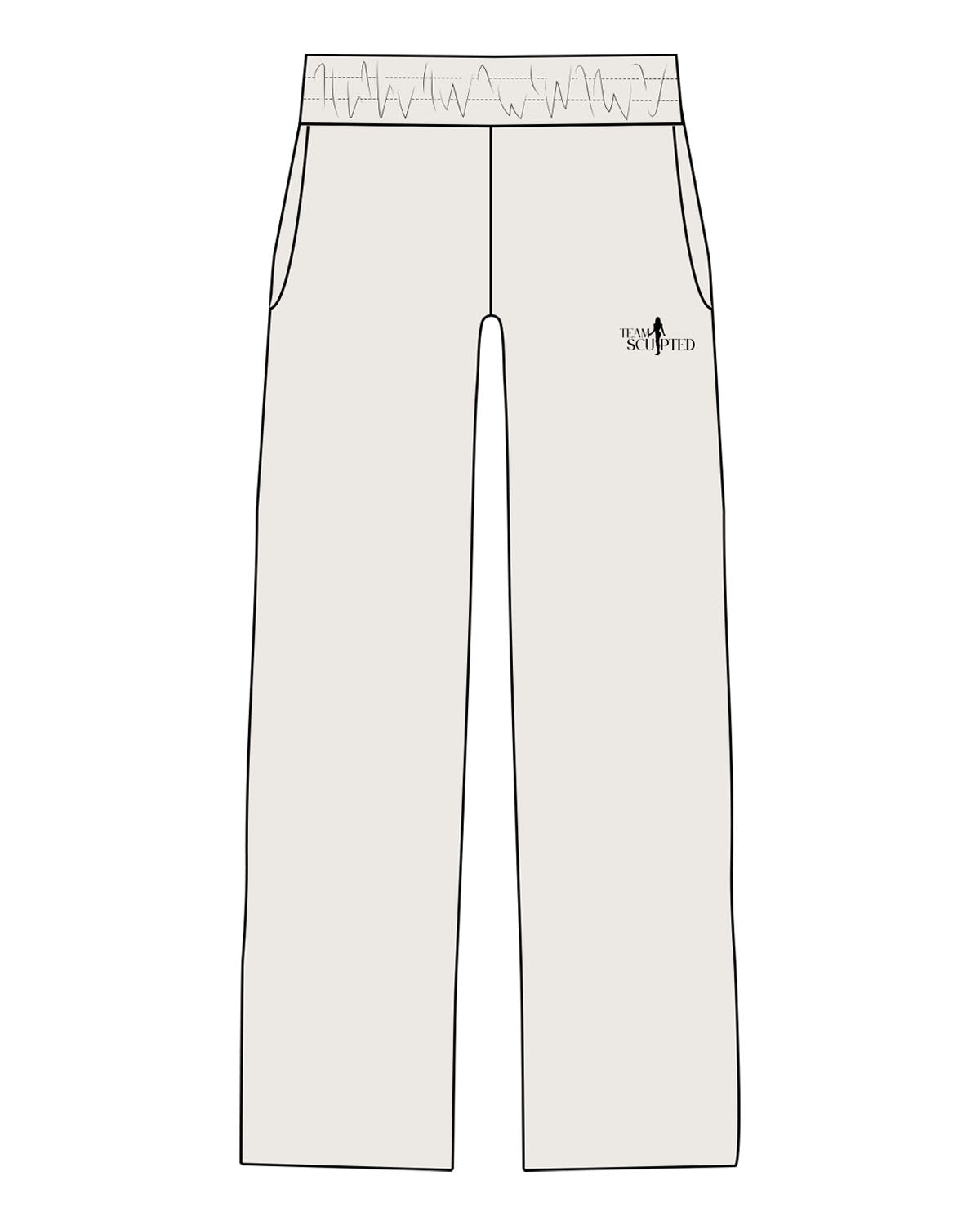 The Mens Straight Leg Sweatpants - Bone - Team Sculpted - Left Leg Logo - Printed - Black