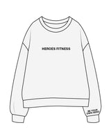 The Mens Crewneck - White Heather - Heroes Fitness - Center Chest & Left Wrist - Printed - Black