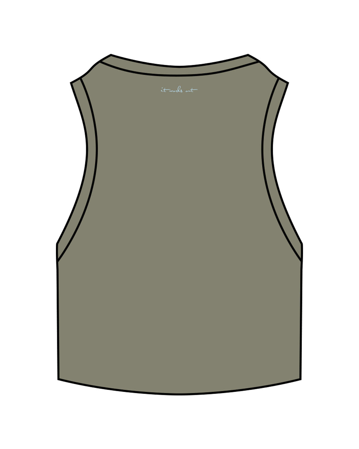 The Ribbed Crop Tank - Eucalyptus - Mantra - Center Chest & Back Center Neckline - Embroidered - Powder