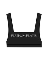 The Box Cut Bra - Black - Platinum Pilates - Center Chest - White