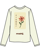 The Womens Oversized Long Sleeve - Butter - Barnes. The Label - Center Chest & Back Flower - Printed - Full Color