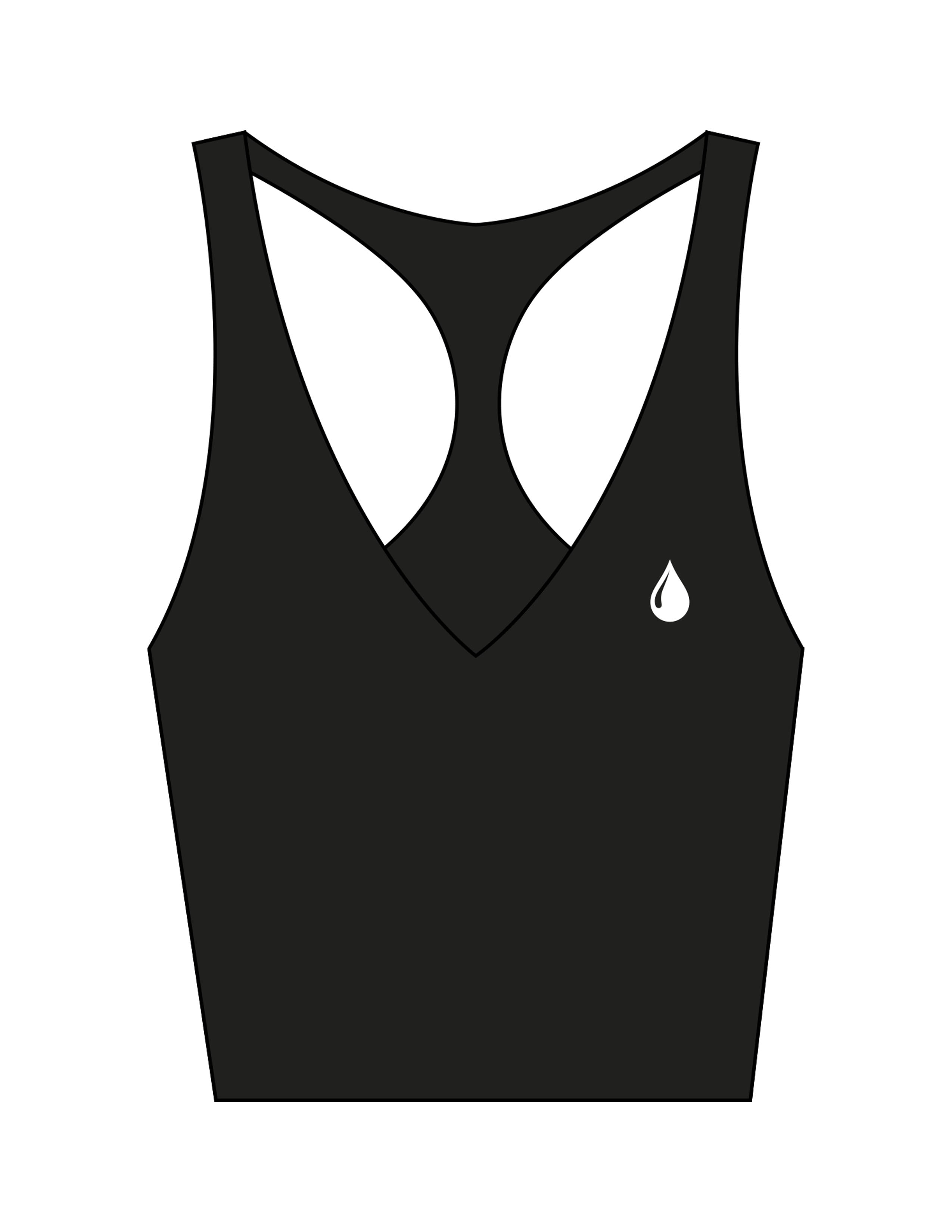 The Racer Tank - Black - Saltvault Location - Left Chest & Center Back Location - Printed - White