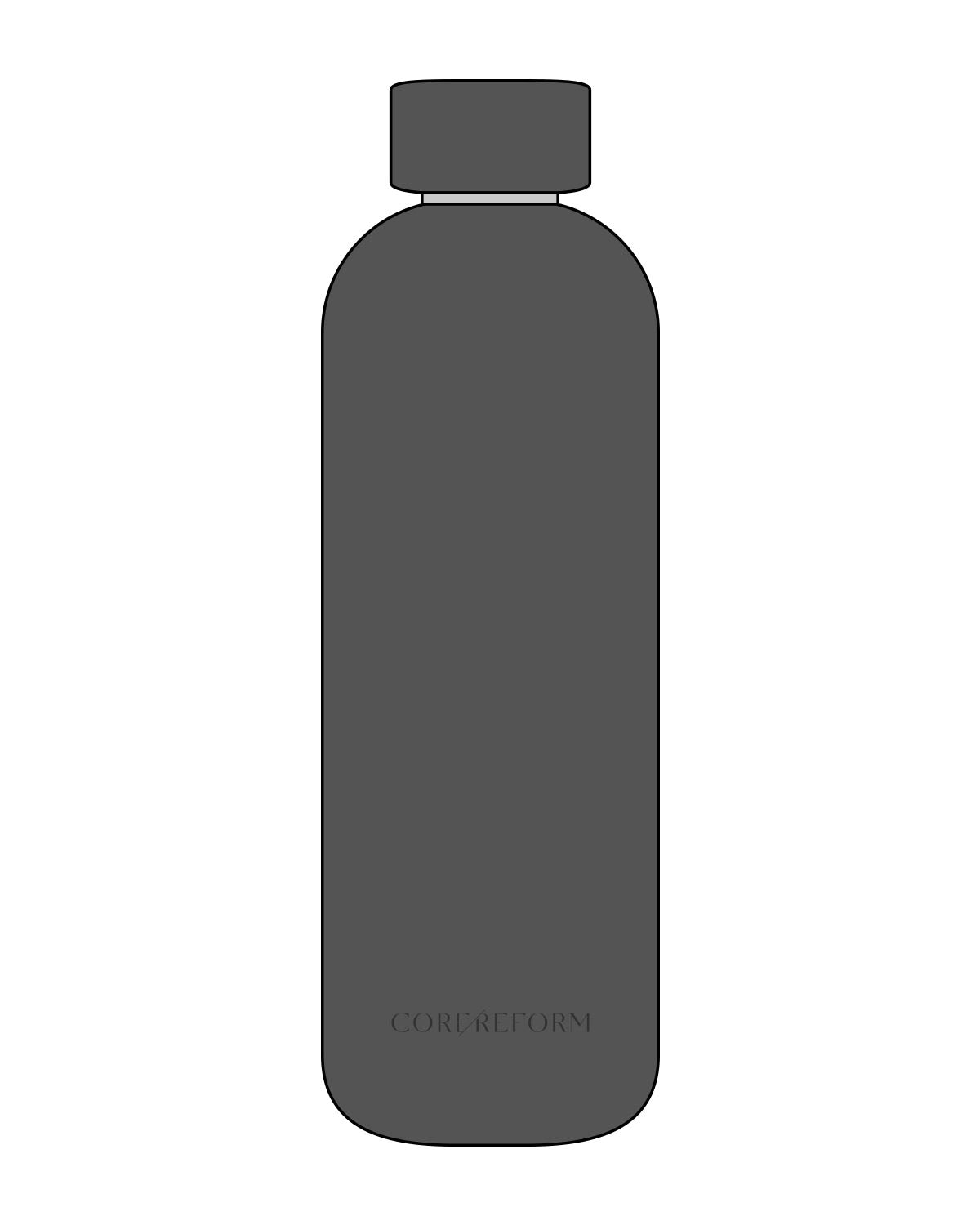 The Water Bottle - Charcoal - CORE REFORM - Bottom Center - Tone on Tone