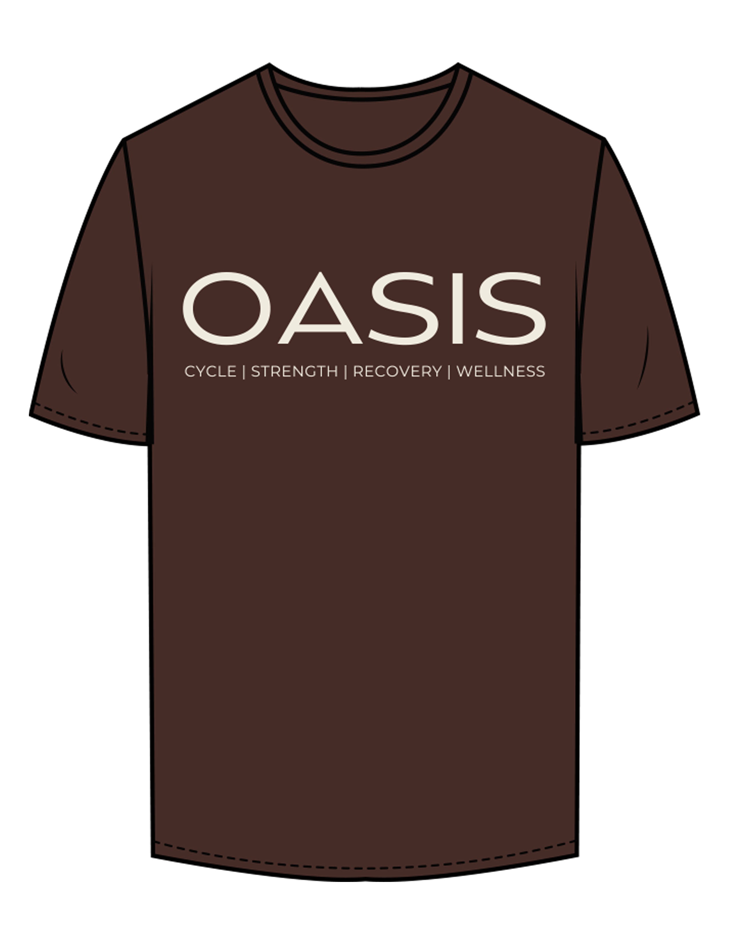 The Mens Tee - Chocolate - OCWC - Chest Stacked - Printed - Off White