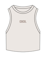 The Ribbed Crop Tank - Bone - Dr. Courtney - Center Chest - Embroidered - Tone on Tone