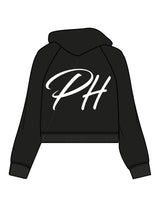 The Womens Crop Hoodie - Black - Powerhaus Lagree - Center Chest & Back "PH" - Printed - White