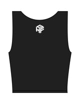The Square Neck Tank - Black - Higher Ground - Upper Back Cube Icon - Printed - White