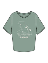 The Crop Tee - Sage - Powerhouse Fitness - Full Front & Back Neckline - Printed - Off White