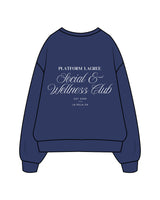 The Mens Crewneck - Cobalt - PLATFORM - Left Chest - Back Stacked - Printed - White