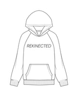The Mens Hoodie - White - REKINECTED - Center Chest - Printed - Black