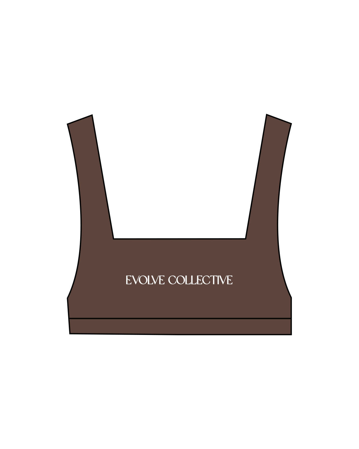 The Box Cut Bra - Cafe - Evolve Collective - Center Chest - Printed - White