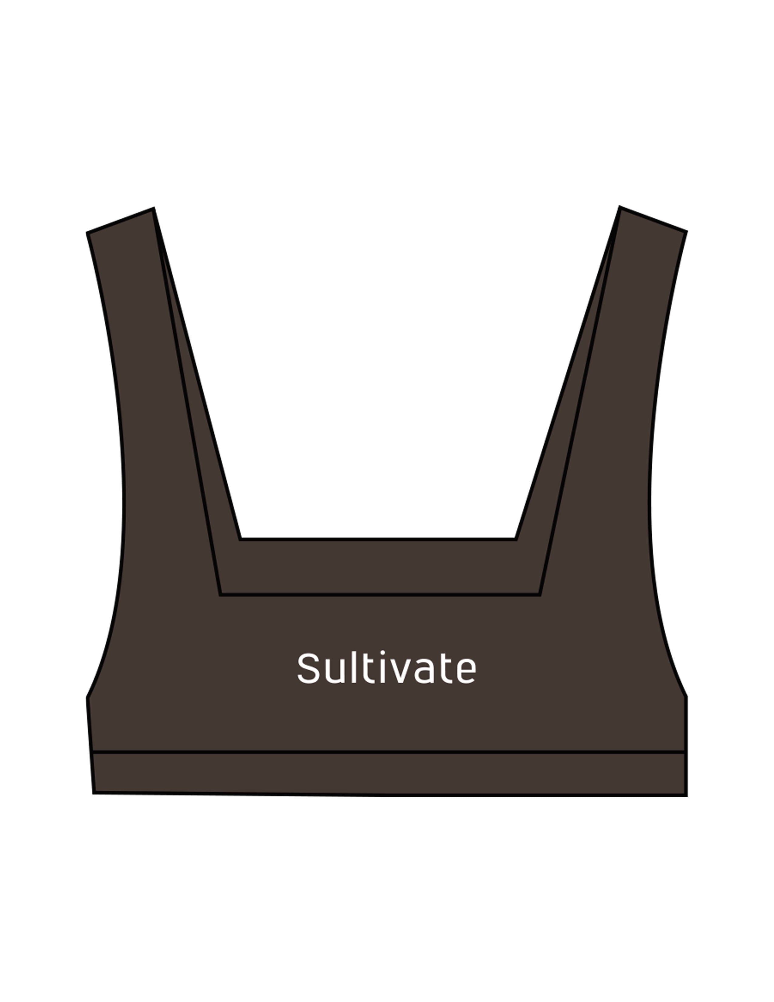 The Box Cut Bra - Cafe - Sultivate - Center Back - Printed - White