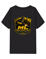 The Mens Heavyweight Tee - Black Stone - ML Contracting LLC - Left Chest Flag & Back Image - Printed - Full Color