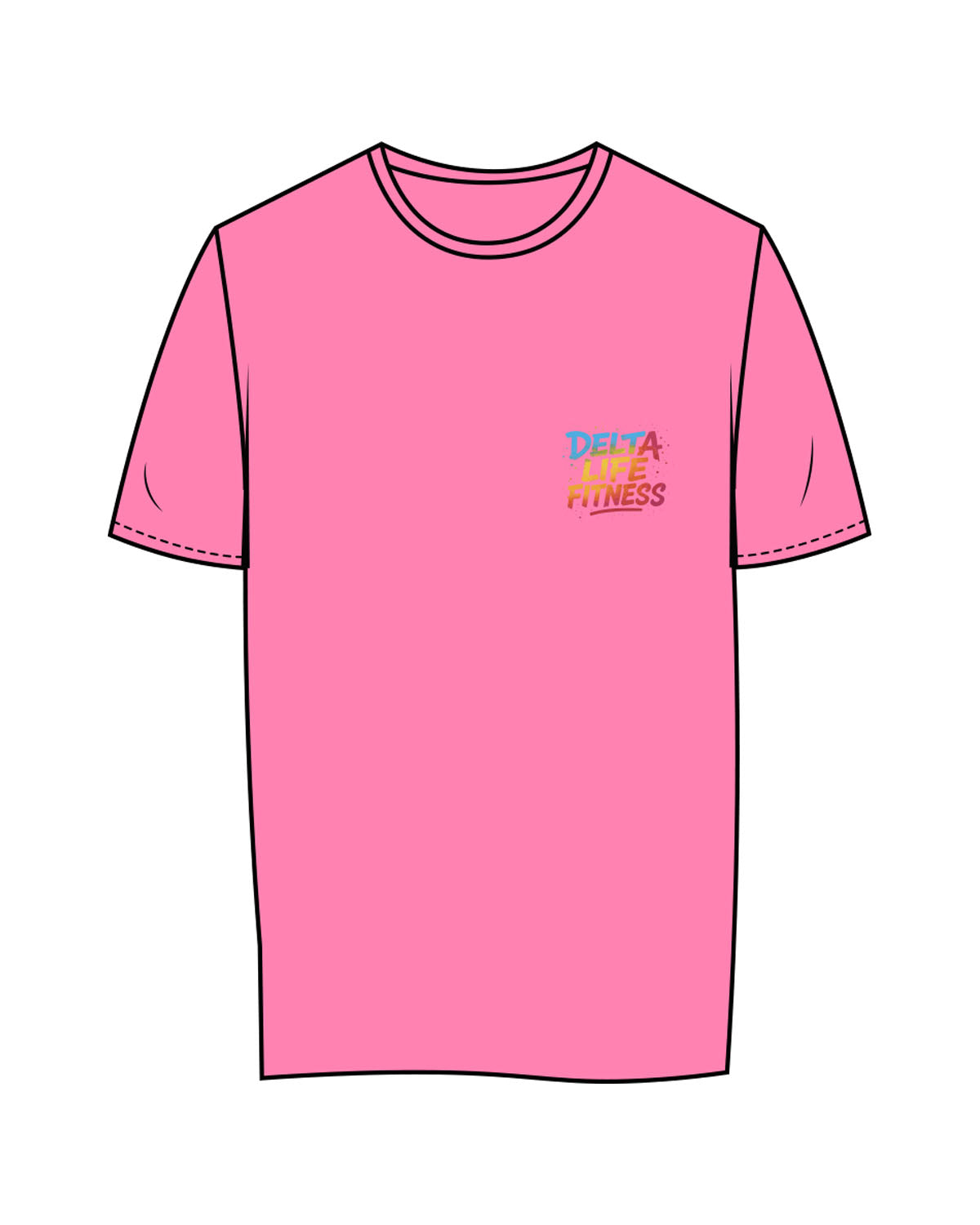 The Womens Tee - Hot Pink - Delta Fitness - Left Chest & Back Stacked - Printed - Full Color