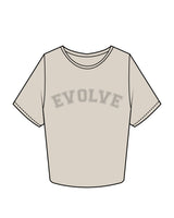 The Crop Tee - Bone - Evolve Lagree - Center Chest & Back Neckline - Tone on Tone