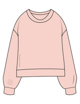 The Womens Sueded Crewneck - Peach - Drench - Front Lower Right & Right Sleeve - Embroidered - Dusty Rose