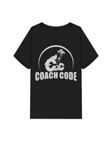 The Womens Heavyweight Tee - Black - Coach Code - Left Chest & Back Round - Light Gray