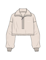 The Suede 1/2 Zip - Latte - BlueCarrot - Left Chest - Embroidered - Off White