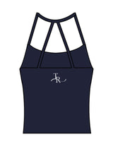 The Womens Sporty Tank - Navy - The Refinery Fitness Studio - Center Back - Printed - White