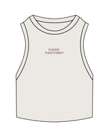 The Ribbed Crop Tank - Bone - Center Chest Stacked - Embroidered - Tone on Tone