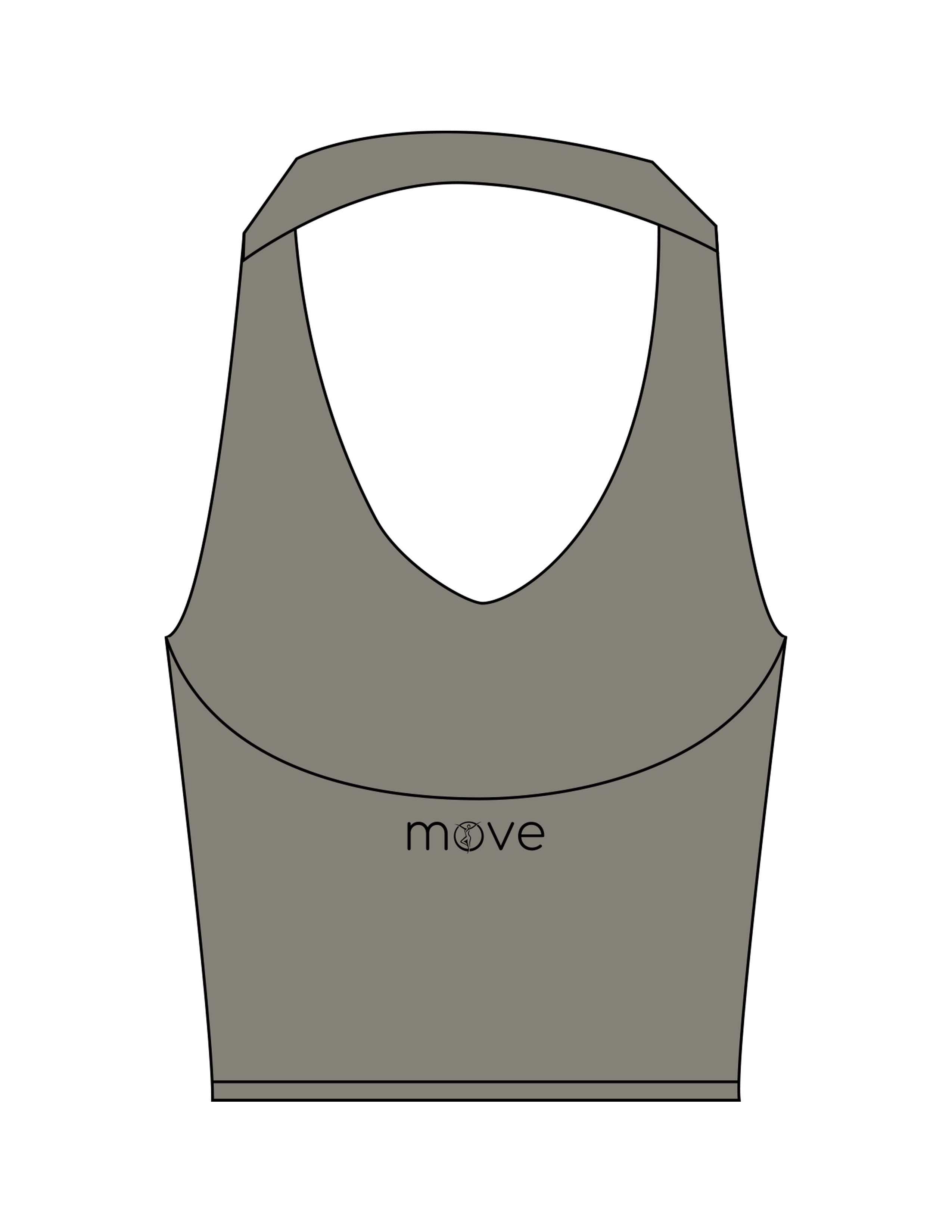 The Halter Tank - Brown - Movement Pilates Buffalo - Center Back - Printed - Black