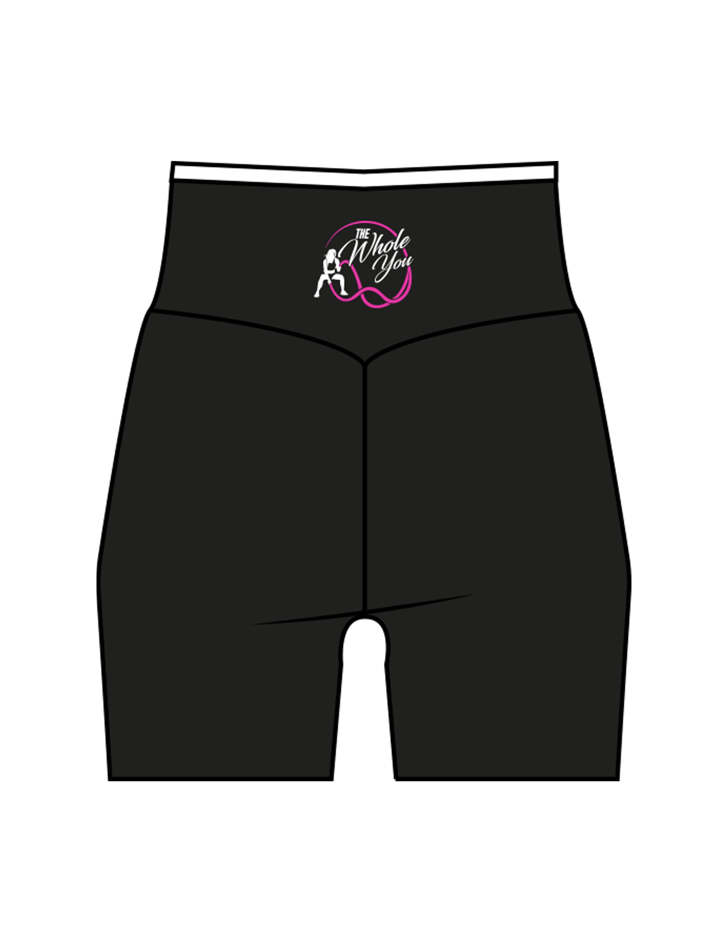 The Piped Crossover Short - Black - The Whole You Wellness - Back Waistline - Printed - Full Color